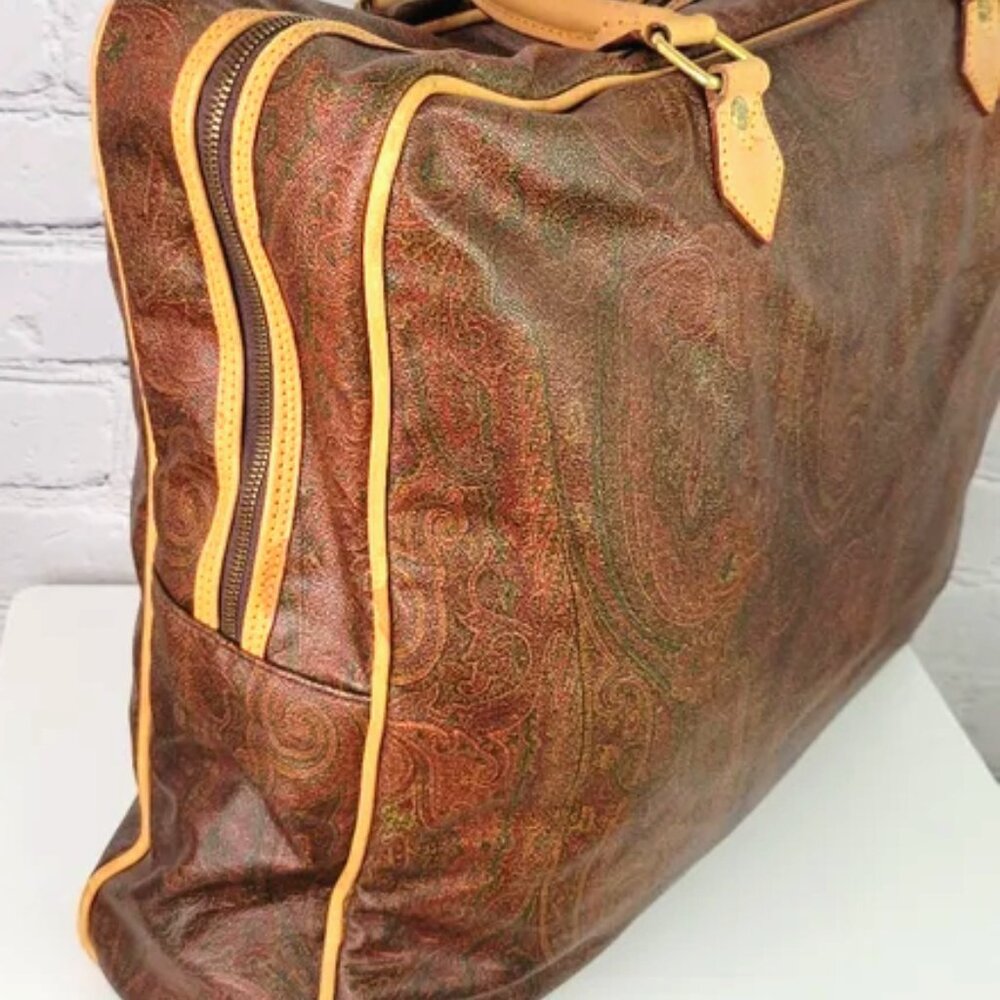 Vintage Etro Lrg Weekender Paisley Briefcase Laptop Shoulder Bag Crossbody Chain - Picture 10 of 16